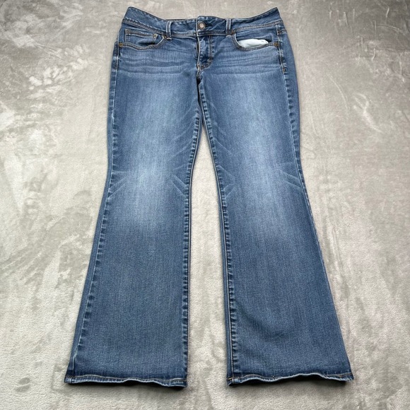 American Eagle Outfitters Denim - American Eagle Kick Boot Jeans Womens 12 Short Blue Medium Wash Stretch Bootcut